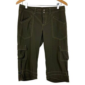 Athleta Brown Capri Cargo Pants Sz 6 Stretch Performance Contrast Stitching